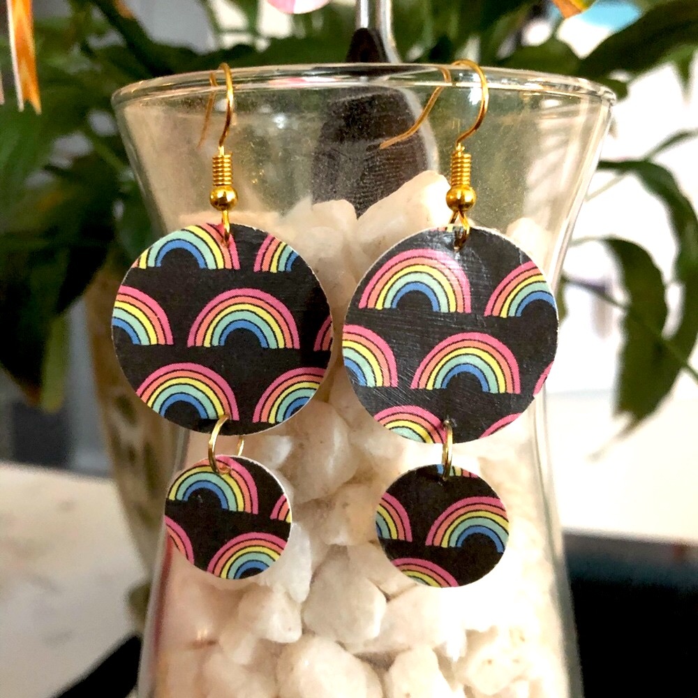 **B2G1** Handmade Earrings “Rainbow”, 1.75”